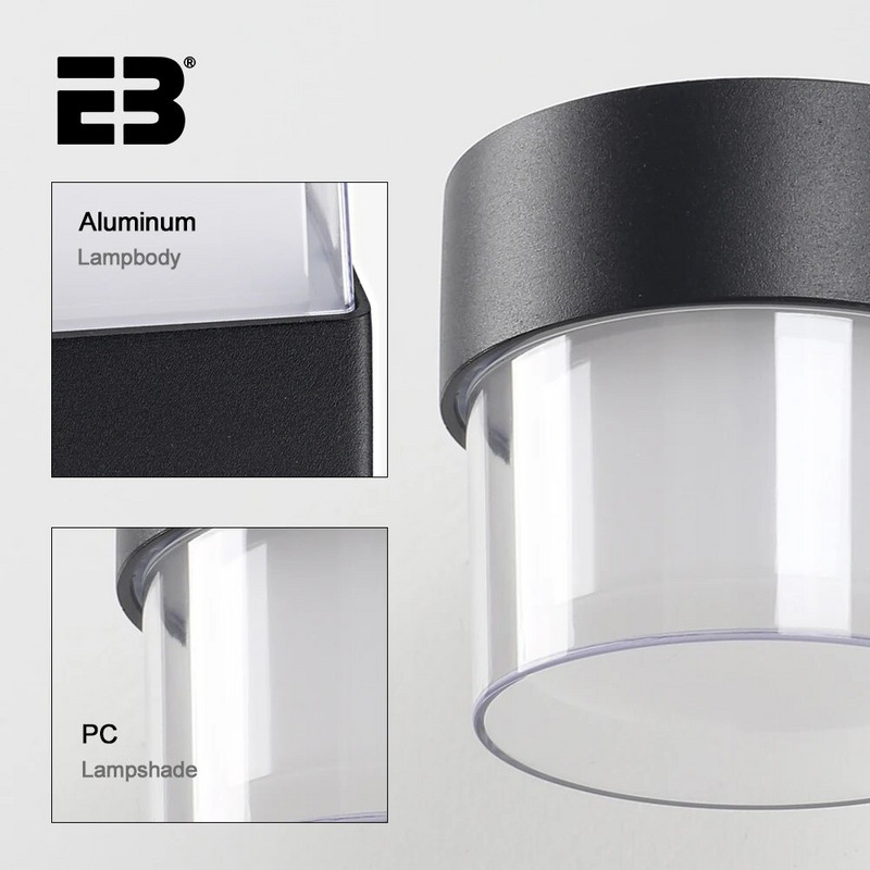 IP65 vízálló belső fali lámpatestek Modern 2W 12W LED fali lámpa kültéri AC90-260V falra szerelhető kültéri világítás