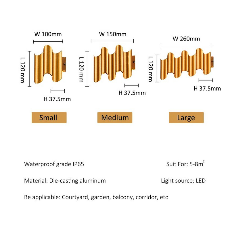 Zidna svjetiljka za kućnu dekoraciju gore i dolje Svjetleća zidna svjetiljka Vanjska vodootporna vrtna rasvjeta TV pozadinsko rasvjetno tijelo LP-352