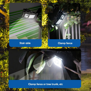 Τύπος κλιπ φωτός κήπου Ηλιακές λάμπες DC5,5V Αισθητήρας κίνησης εξωτερικού χώρου δρόμου Αδιάβροχος φωτισμός USB Επαναφορτιζόμενο ζεστό φως/δροσερό φως