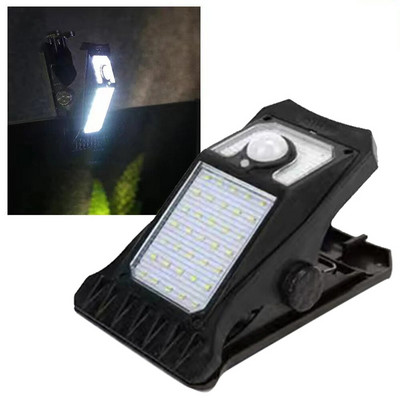 Kerti lámpa klip típusú napelemes lámpák DC5,5 V kültéri útmozgásérzékelő vízálló világítás USB újratölthető meleg fény/hideg fény