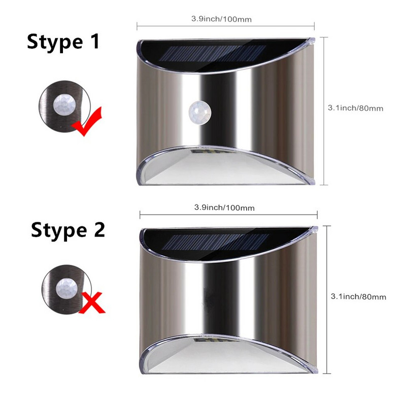 Hot Sell Solar Light LED napelemes fali lámpa PIR mozgásérzékelő, rozsdamentes acél héj világítás kültéri kerti fali kerítés lépcsőhöz