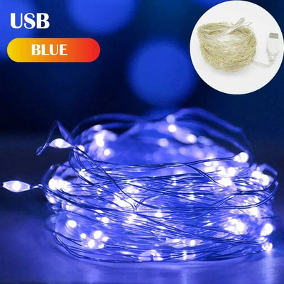 5/10/20M USB LED styginiai šviestuvai vario sidabro viela girliandos šviesa vandeniui atspari pasakų lemputė Kalėdų vestuvių vakarėlio dekoravimui