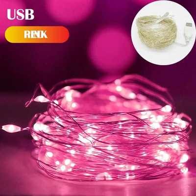 5/10/20M USB LED styginiai šviestuvai vario sidabro viela girliandos šviesa vandeniui atspari pasakų lemputė Kalėdų vestuvių vakarėlio dekoravimui
