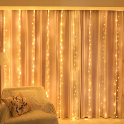 Perdele cu LED USB 6x3M Festoon Ghirlande cu leduri Lumini de Craciun Decoratiuni Ramadan Lumini sir Decor de nunta Anul Nou 2024