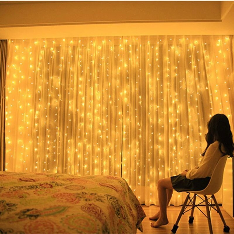 Perdele cu LED USB 6x3M Festoon Ghirlande cu leduri Lumini de Craciun Decoratiuni Ramadan Lumini sir Decor de nunta Anul Nou 2024