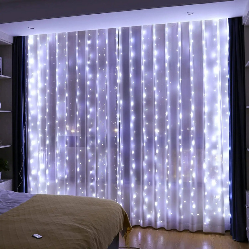 Perdele cu LED USB 6x3M Festoon Ghirlande cu leduri Lumini de Craciun Decoratiuni Ramadan Lumini sir Decor de nunta Anul Nou 2024
