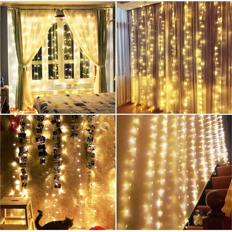 Perdele cu LED USB 6x3M Festoon Ghirlande cu leduri Lumini de Craciun Decoratiuni Ramadan Lumini sir Decor de nunta Anul Nou 2024