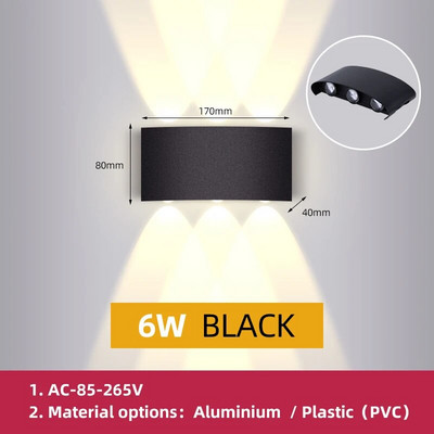 Zidna rasvjeta Led vanjska vrtna vodootporna ukrasna svjetiljka Svjetiljka za trijem Kućanski uređaji Oprema za dvorište LED zidna svjetiljka