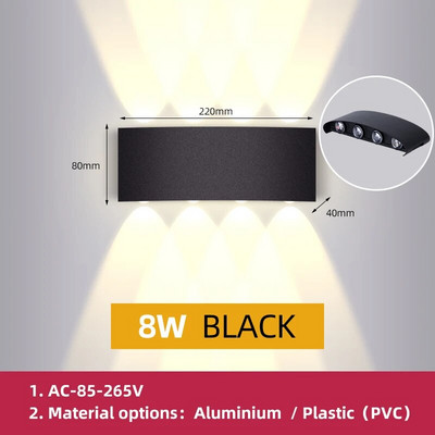 Zidna rasvjeta Led vanjska vrtna vodootporna ukrasna svjetiljka Svjetiljka za trijem Kućanski uređaji Oprema za dvorište LED zidna svjetiljka