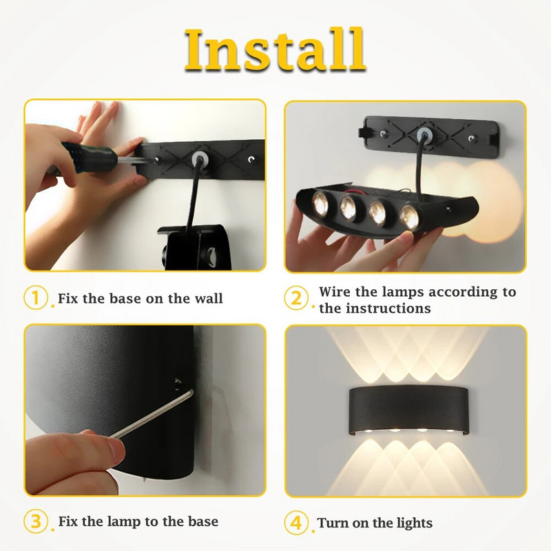 Zidna rasvjeta Led vanjska vrtna vodootporna ukrasna svjetiljka Svjetiljka za trijem Kućanski uređaji Oprema za dvorište LED zidna svjetiljka