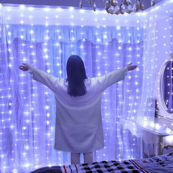 Κουρτίνα LED 6x3M Χριστουγεννιάτικα Φωτάκια Νεράιδας Γιρλάντα για το Νέο Έτος 2024 Διακόσμηση Εξωτερικού Χώρου Γάμου για Πάρτι Βεράντα Σπίτι