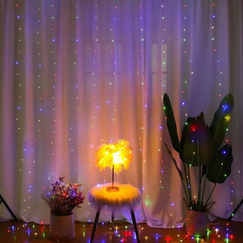 6x3M LED светлини за завеси Коледни приказни светлини Гирлянд за Нова година 2024 Домашно парти във вътрешния двор Сватбена домашна външна декорация
