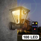 100db LED napelemes tájfény vízálló fali lámpa 2 színben 360°-os szögű világítás napelemes mozgásérzékelős gyepfény