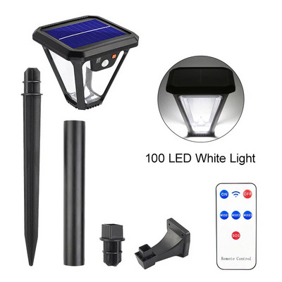 100db LED napelemes tájfény vízálló fali lámpa 2 színben 360°-os szögű világítás napelemes mozgásérzékelős gyepfény