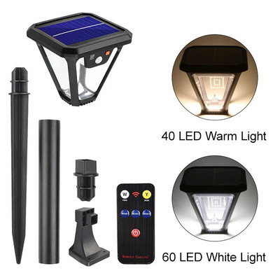 100db LED napelemes tájfény vízálló fali lámpa 2 színben 360°-os szögű világítás napelemes mozgásérzékelős gyepfény