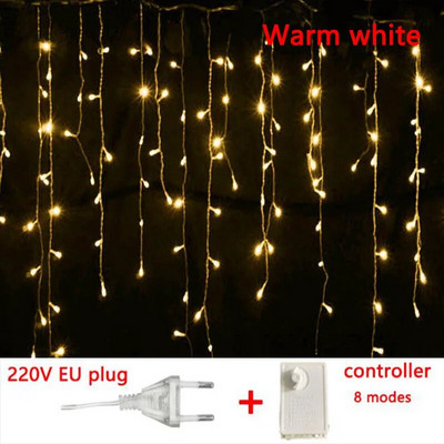 EU/US Plug Karácsonyi füzér LED jégcsap függönyfüzér fények esküvői parti kültéri kert utcai dekoráció ünnepi világítás