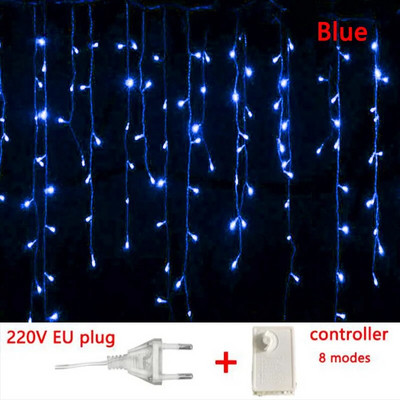 EU/US Plug Karácsonyi füzér LED jégcsap függönyfüzér fények esküvői parti kültéri kert utcai dekoráció ünnepi világítás