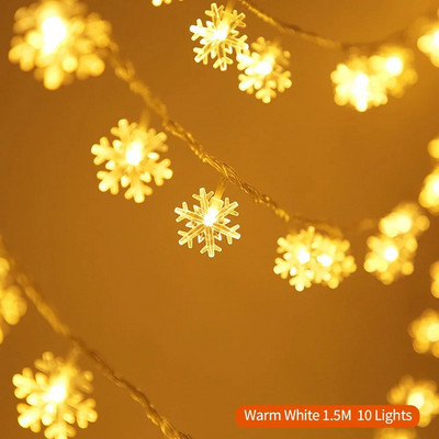 1.5M/6M Snježne pahuljice LED svjetiljke na žici Vilinska svjetla Festoon Led svjetiljka Vijenac na baterije Novogodišnji božićni ukrasi