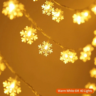 1.5M/6M Snježne pahuljice LED svjetiljke na žici Vilinska svjetla Festoon Led svjetiljka Vijenac na baterije Novogodišnji božićni ukrasi