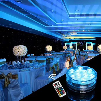10 υποβρύχιο φως LED με τηλεχειριστήριο υποβρύχιο φωτιστικό νύχτας με τροφοδοσία μπαταρίας για διακόσμηση γαμήλιου πάρτι με βάζο πισίνας