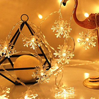 1.5M/6M Snowflake LED String Lights Fairy Lights Festoon Led Light Гирлянд на батерии Новогодишна коледна украса