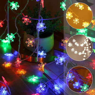 1.5M/6M Snowflake LED String Lights Fairy Lights Festoon Led Light Гирлянд на батерии Новогодишна коледна украса