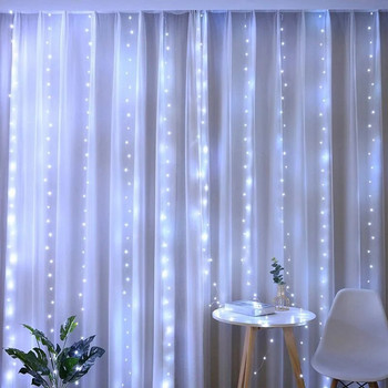 3/4/6M LED Fairy Curtain Garland USB String Lights Διακόσμηση παραθύρου σπιτιού με τηλεχειριστήριο 2024 Χριστουγεννιάτικη διακόσμηση γάμου