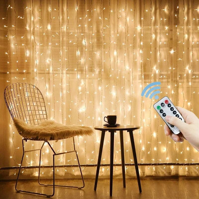 3/4/6M LED фея завеса гирлянда USB струнни светлини Декорация на домашен прозорец с дистанционно 2024 Коледна сватбена празнична украса