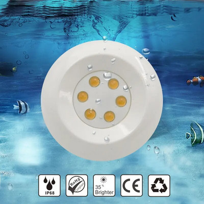 Lumină subacvatică ultra subțire pentru piscină, în aer liber, DC 12V, LED IP68, montată la suprafață, impermeabilă, pentru înot, submersibil, alb