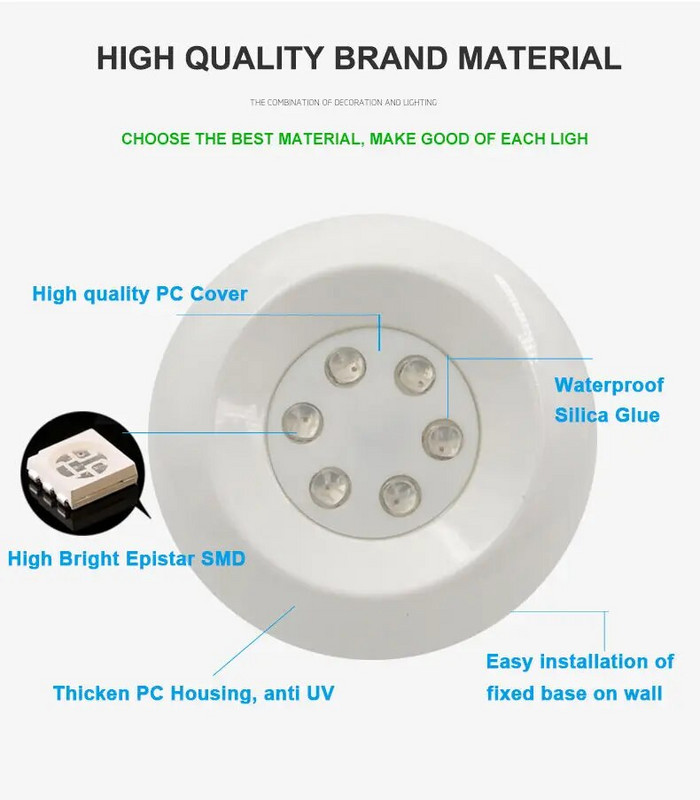 5 W podvodna ultra tanka svjetiljka za bazen, vanjska DC 12 V LED IP68 površinska vodootporna svjetla za kupanje, potopljena bijela