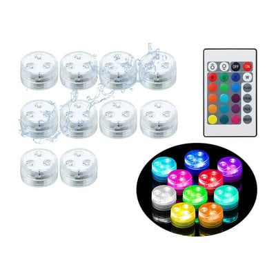 Mini uronjiva LED svjetla s daljinskim upravljačem Napajanje na baterije IP68 Vodootporna zaštita za bazen, vazu, akvarij