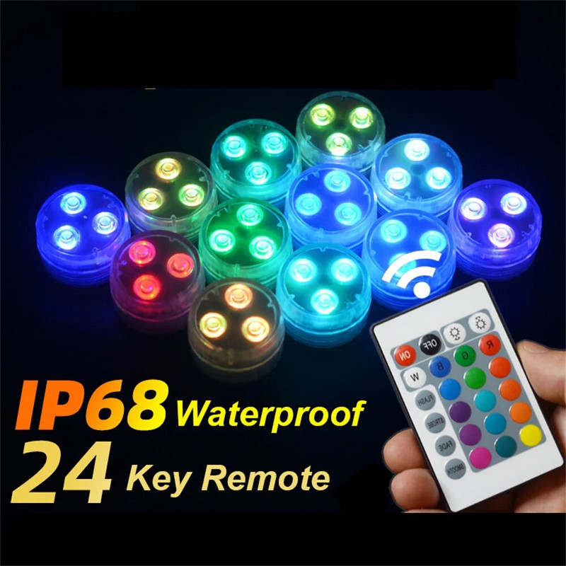 Mini uronjiva LED svjetla s daljinskim upravljačem Napajanje na baterije IP68 Vodootporna zaštita za bazen, vazu, akvarij