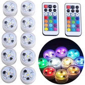 10 buc/lot Becuri subacvatice cu LED RGB Lumină submersibilă, cu telecomandă, lampă pentru piscină pentru vază de acvariu.