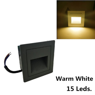 Vanjsko unutarnje LED svjetlo za stepenice 15LEDS Vodootporno svjetlo za stepenice Ugrađena zidna podzemna svjetiljka Rasvjeta za palube Footlights 85-265V IP65