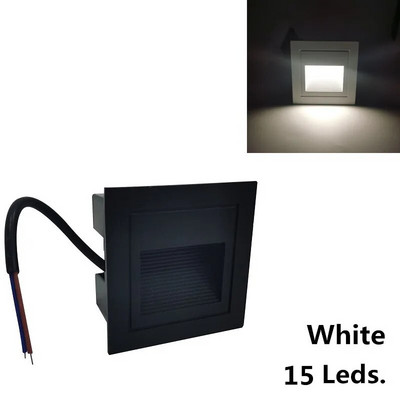 Vanjsko unutarnje LED svjetlo za stepenice 15LEDS Vodootporno svjetlo za stepenice Ugrađena zidna podzemna svjetiljka Rasvjeta za palube Footlights 85-265V IP65