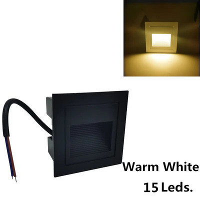 Vanjsko unutarnje LED svjetlo za stepenice 15LEDS Vodootporno svjetlo za stepenice Ugrađena zidna podzemna svjetiljka Rasvjeta za palube Footlights 85-265V IP65