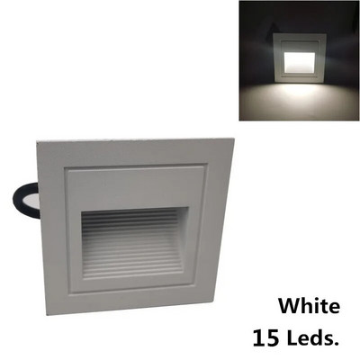 Vanjsko unutarnje LED svjetlo za stepenice 15LEDS Vodootporno svjetlo za stepenice Ugrađena zidna podzemna svjetiljka Rasvjeta za palube Footlights 85-265V IP65