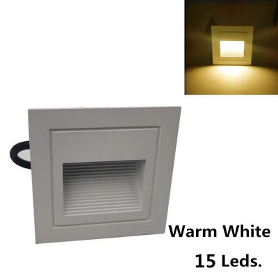 Vanjsko unutarnje LED svjetlo za stepenice 15LEDS Vodootporno svjetlo za stepenice Ugrađena zidna podzemna svjetiljka Rasvjeta za palube Footlights 85-265V IP65