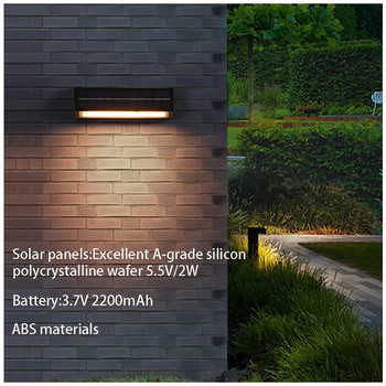 Ηλιακό φωτιστικό LED λιθίου Μπαταρία 3,7V 2200mAh IP65 Αδιάβροχο Υπαίθριο Φωτιστικό Μοντέρνου Μινιμαλισμού Φωτιστικά Βεράντας Κήπου