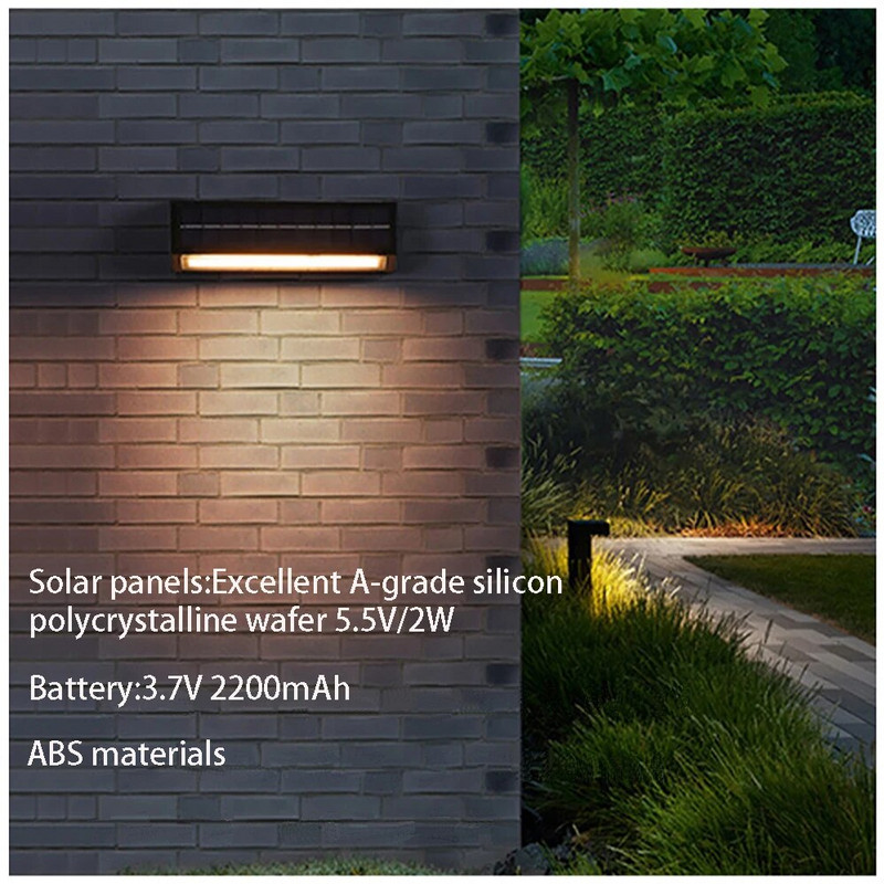 LED solarna zidna svjetiljka Litijska baterija 3,7 V 2200 mAh IP65 Vodootporna vanjska moderna svjetiljka u stilu minimalizma Vrtna svjetla za trijem