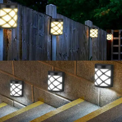6 LED слънчева светлина за движение на открито Стенна лампа Водоустойчива градинска ограда със слънчева енергия Точково осветление за вътрешен двор Соларна лампа