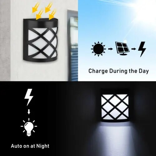 6 LED solarna svjetiljka za vanjsku pokretnu zidnu svjetiljku Vodootporna solarna vrtna ograda Svjetlo za uređenje terase Solarna svjetiljka