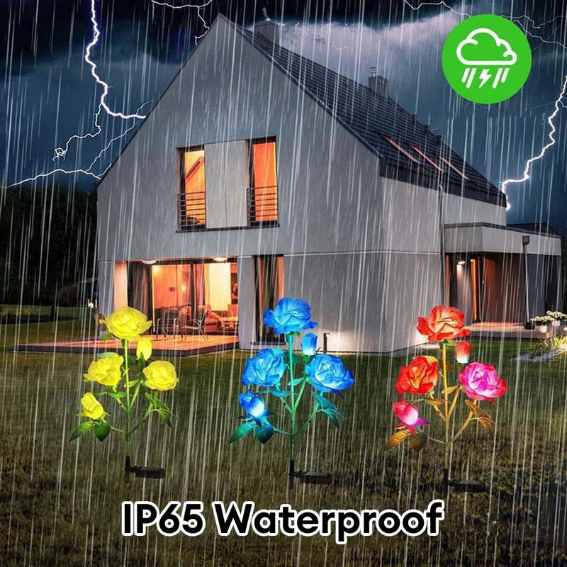 Solarna svjetla s 5 glava, vanjska dekorativna solarna vrtna svjetla, svjetiljka za travnjak s cvijetom ruže za uređenje vrta u dvorištu