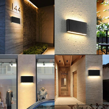 LED Φωτιστικό τοίχου εξωτερικού χώρου Αδιάβροχο IP65 Εσωτερικό Φωτιστικό τοίχου 6W12W Βεράντας Φωτιστικά Κήπου Υπνοδωμάτιο Αλουμίνιο Φωτισμός Σαλόνι Σκάλες