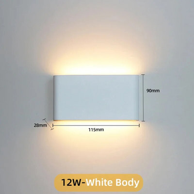 LED zidna svjetiljka vanjska vodootporna IP65 unutarnja zidna svjetiljka 6W12W trijem vrtna svjetla aluminijska spavaća soba dnevna soba osvjetljenje stepenica