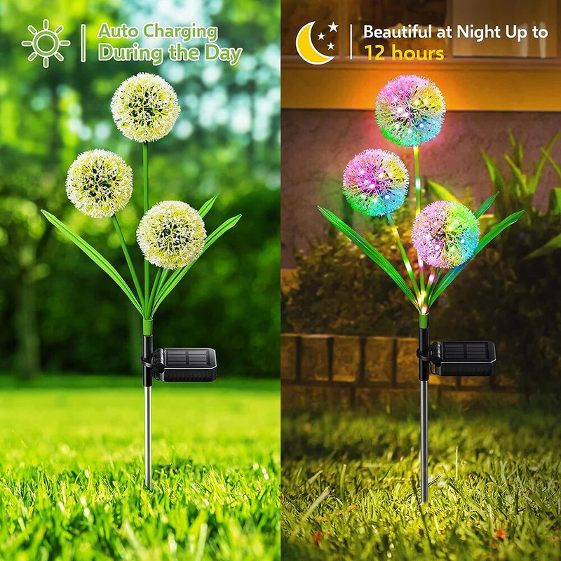 Solar Dandelion Flower Light kültéri, vízálló LED-es dekoratív lámpa kerti és külső kerti utcai terasz dekorációhoz