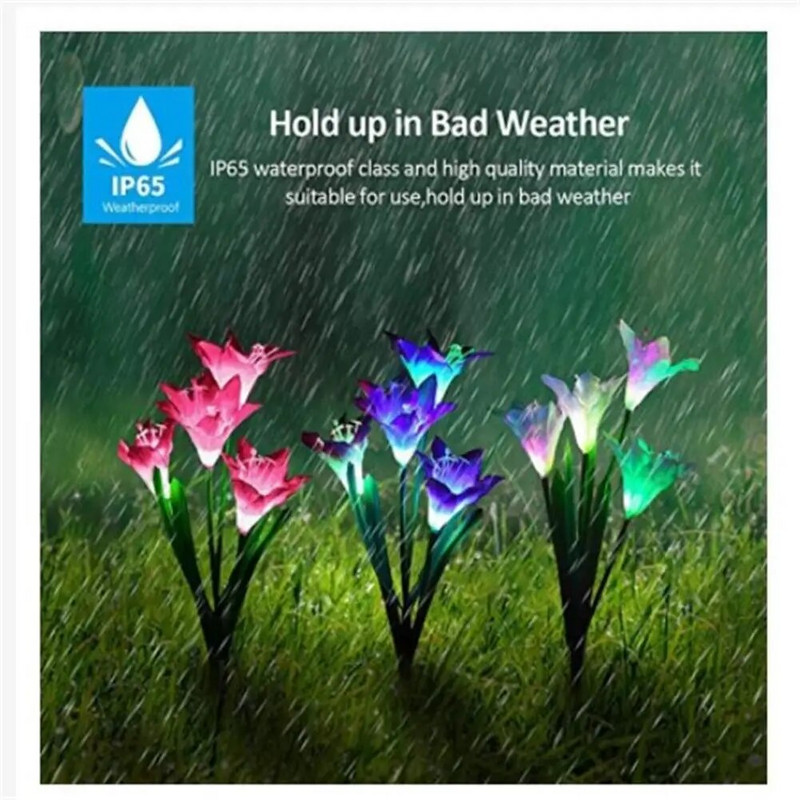 Saulės lelijos gėlių šviestuvai Ip65 vandeniui atsparūs daugiaspalviai besikeičiantys gėlių žibintai kraštovaizdžio šviestuvai sodo kiemo takui