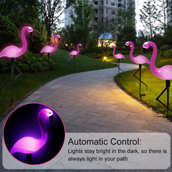 Ηλιακό φως Flamingo IP55 LED Flamingo Stake Light Auto On/Off Ροζ Flamingo Φωτιστικό Κήπου Διακοσμητικό Οριζόντιο Φωτιστικό Εδάφους