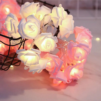 Battery/USB Powered Fairy LED Rose Flower Light String Γιορτινό φωτιστικό εξωτερικού χώρου για Χριστουγεννιάτικο γαμήλιο πάρτι διακόσμηση Αγίου Βαλεντίνου