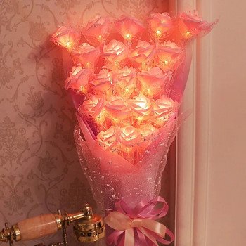 Захранвана от батерия/USB фея LED розово цвете Light String Празнична външна лампа за коледно сватбено тържество Свети Валентин Декорация